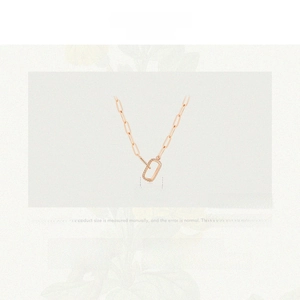 Rose gold S925 sterling silver rectangular necklace with diamond-set geometric pendant