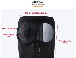 Detailed technical diagram showing dimensions of a windproof fleece mask with goggles