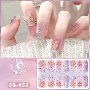Adesivi per unghie fuochi d'artificio CS-451 con sfumatura rosa viola e glitter