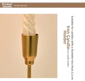 Detail of golden iron candle holder cup fitting candles with diameter under 2.2cm