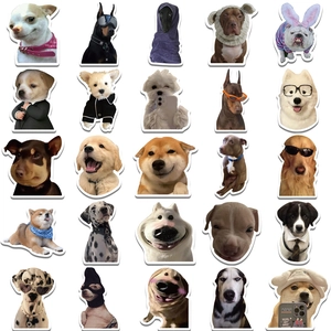 50 unique realistic funny dog meme stickers with diverse breeds and cute accessories