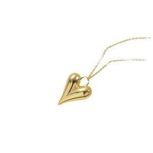 Collier classique avec pendentif cœur 3D plaqué or 14K sur une chaîne à maillons fins