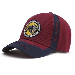Outdoor unisex baseball cap in burgundy and navy with leopard embroidery and sun protection