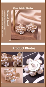 Detailed macro view of natural pearl flower earrings with intricate petal textures
