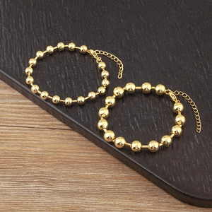 Set of two 18k gold plated ball chain bracelets with adjustable lobster clasp closure