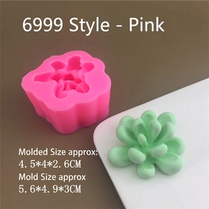 Detailed pink silicone mold for succulent shaped candles and DIY plaster crafts