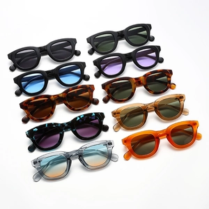 Modern retro round frame sunglasses collection in various colors with thick frames