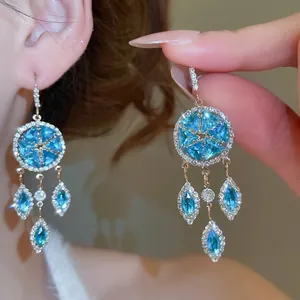 Elegant Marquise Zircon Starburst Dangle Earrings With 925 Sterling Silver Earring Post Vintage Palace Luxury Jewelry