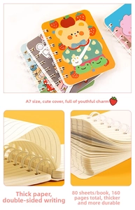Detail of A7 spiral notebook featuring thick lined paper for smooth double-sided writing