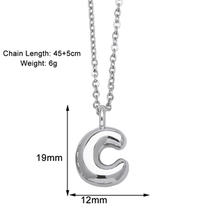 Silver letter C pendant necklace dimensions 19x12mm with 45+5cm adjustable chain