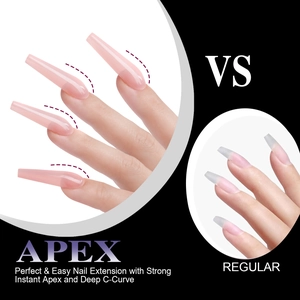 Unghie finte rosa semi-opache con struttura ad apice elevato e curva a C profonda