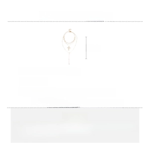 Detailed size specifications for triple-layered cross necklace with crystal charms