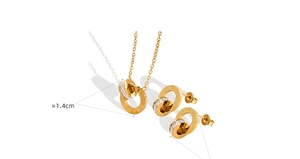 Detail of Roman numeral jewelry set with crystal inlay showing the 1.4cm diameter size