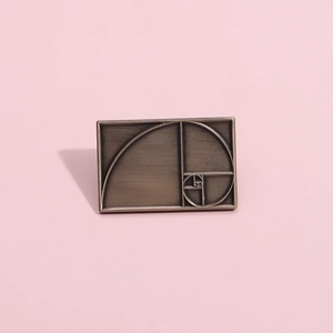 Vintage Fibonacci Spiral Golden Ratio Geometric Brooch Alloy Rectangular Lapel Pin For Backpack Clothing Accessories Gift