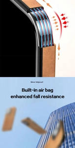 Detail view of iPhone leather case featuring built-in air bag for enhanced fall protection
