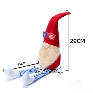 Patriotic gnome doll with American flag sunglasses and long legs for 4th of July decor