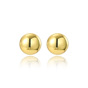 Polished gold spherical stud earrings with a glossy finish and reflective surface