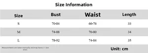 Size chart for lace v-neck camisole including bust, waist, and length measurements in cm