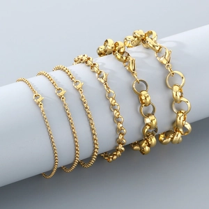 Minimalist Stainless Steel Chain Bracelet High Polished Rolo Link Industrial Style Trendy Jewelry For Men Women