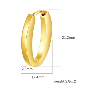 Polished gold oval hoop earrings with 21.2mm height and minimalist thick edge design