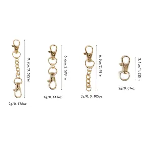 Detailed size specifications for alloy lobster claw swivel keychain DIY accessories