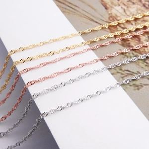 Detailed wave water chain necklaces in gold, rose gold, silver and gunmetal finishes