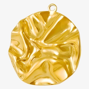 Pendentif Rond Plissé Acier Inoxydable 304 DIY Bijoux Accessoire Texture Métal Fondu Charme Pour Collier Boucles Oreilles