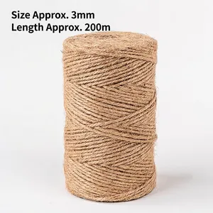 Natural jute rope 3mm x 200m roll for cake decoration and DIY florist craft supplies
