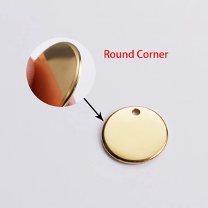 Polished 18k gold plated stainless steel round pendant with smooth edges for DIY jewelry