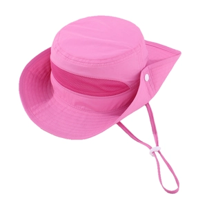 Rose pink outdoor sun hat with breathable mesh and adjustable chin strap for sun protection