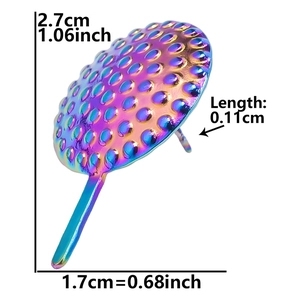 Rainbow stainless steel stud earring dimensions 2.7cm by 1.7cm with textured dome