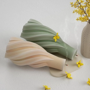 Spiral twisted vase candle silicone mold for DIY striped pillar plaster ornaments