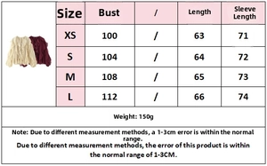 Size guide for V-neck long sleeve shirt showing chest, length, and sleeve measurements