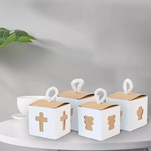European vintage kraft paper candy boxes with hollow bear and cross patterns