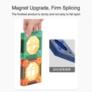 DIY magnetic blocks race track toy for kids with upgraded wide magnets and stable suction