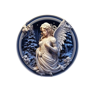 Christmas transparent acrylic angel ornament with ceramic relief style for festive decor