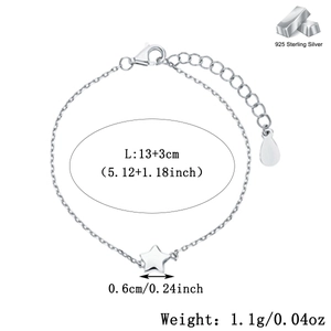 Minimalist S925 sterling silver star bracelet for kids with adjustable chain and lobster clasp