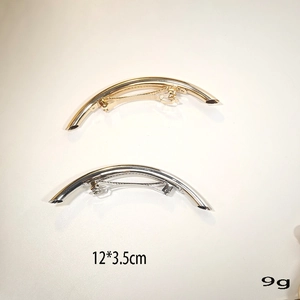 Sleek gold and silver zinc alloy round tube spring hair clips for women in 12x3.5cm
