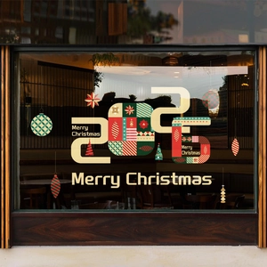 Christmas Window Stickers PVC Static Cling UV Printed Double Sided No Glue Removable Festive 2026 Shop Glass Decoration