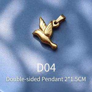 Detailed macro of a 2x1.5cm 18K gold-plated double-sided bird charm, model D04