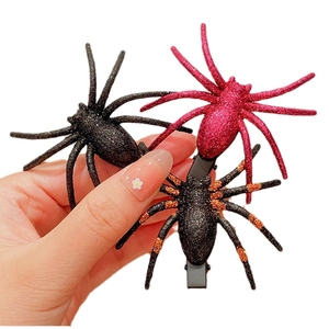 Halloween Glitzer Spinne Haarklammern für Mädchen in Schwarz und Rot für Partys