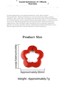 Detailed view of 30mm flower-shaped red gemstone pendant with hollow center design