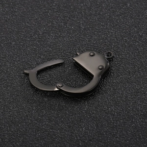 Unique handcuff style stainless steel jewelry connector in black finish for DIY bracelets