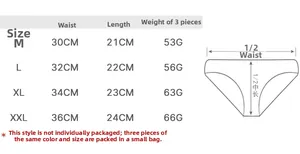 Detailed size chart for lace polka dot panties with waist and length measurements