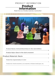 Glow-in-the-dark resin animal ghost figurines with wizard hats for Halloween decor