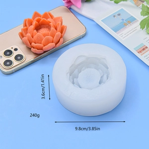 Lotus shaped silicone mold for candles and DIY crafts measuring 9.8cm in diameter