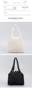 Detalle del bolso de hilo de algodón tejido con bolsa interior para viajes de playa