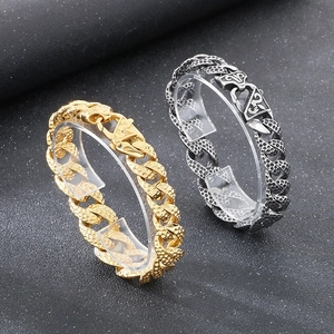 Vintage stainless steel Cuban link bracelets for men with hammered texture in gold and silver