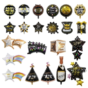 Ballons De Bonne Année Feuille Aluminium Mylar Décoratifs Fournitures De Fête Pour Célébration Forme Étoile Bouteille Réutilisables