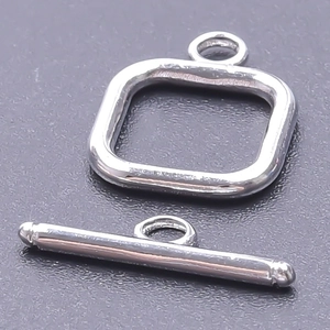 Close-up of silver 304 stainless steel OT toggle clasp for DIY jewelry making